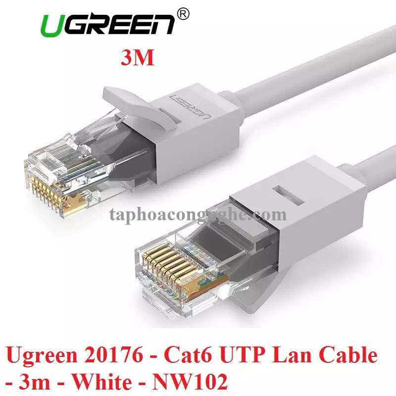 Ugreen 20176 3M màu Trắng Cáp Mạng Lan Cat6 UTP NW102 30020176